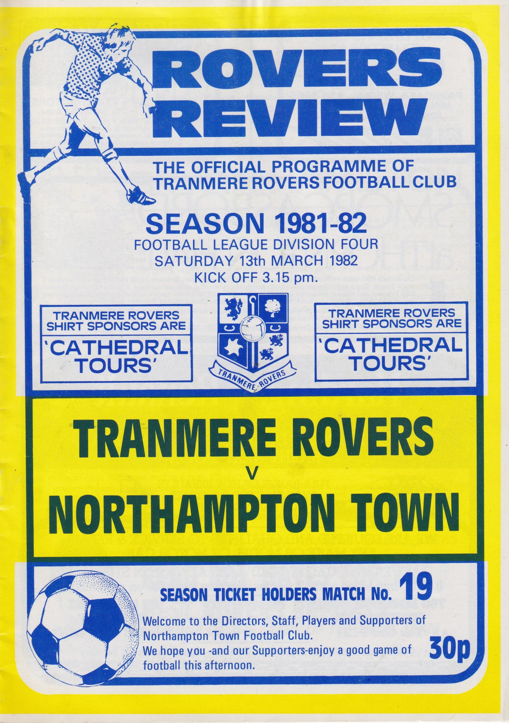 Tranmere Rovers v Northampton Town match programme